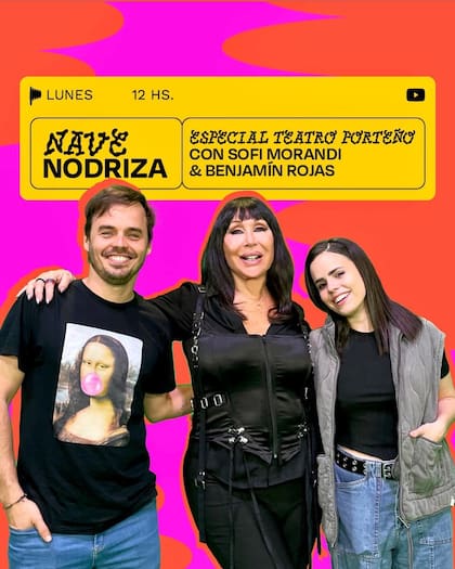 Sofi Morandi y Benjamín Rojas juntos con Moria Casán (Foto: Instagram/@moria_laone)