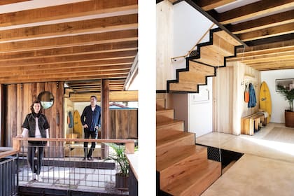 Sofía Arzani y Santiago Boffi eligieron para el piso hormigón teñido en color hueso (AB Estudio).