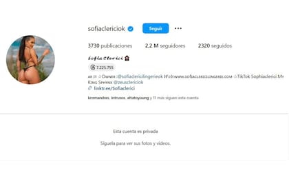 Sofía Clerici hizo privada su cuenta de Intagram después del escándalo que terminó con la renuncia de Martín Insaurralde