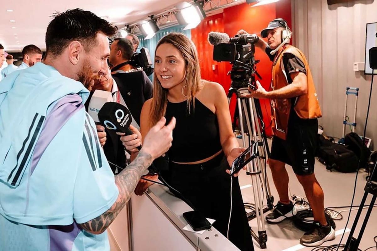 Sofía Martínez en una entrevista con Lionel Messi