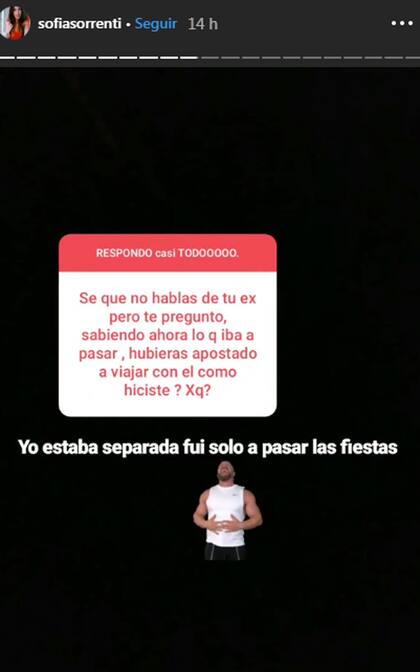 Sofía Sorrenti ironizó en Instagram acerca de los dichos de su ex