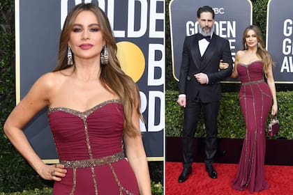 Sofía Vergara, deslumbrante en la red carpet de los Globo de Oro, junto a su marido, el actor Joe Manganiello