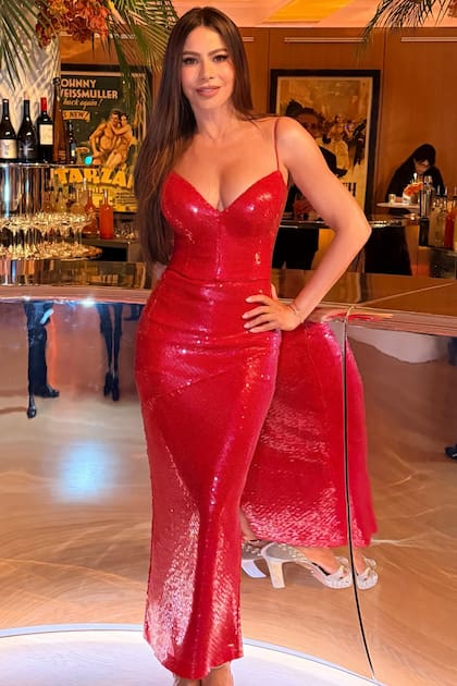 Sofia Vergara, impactante con un sensual vestido de gran escote y finos breteles