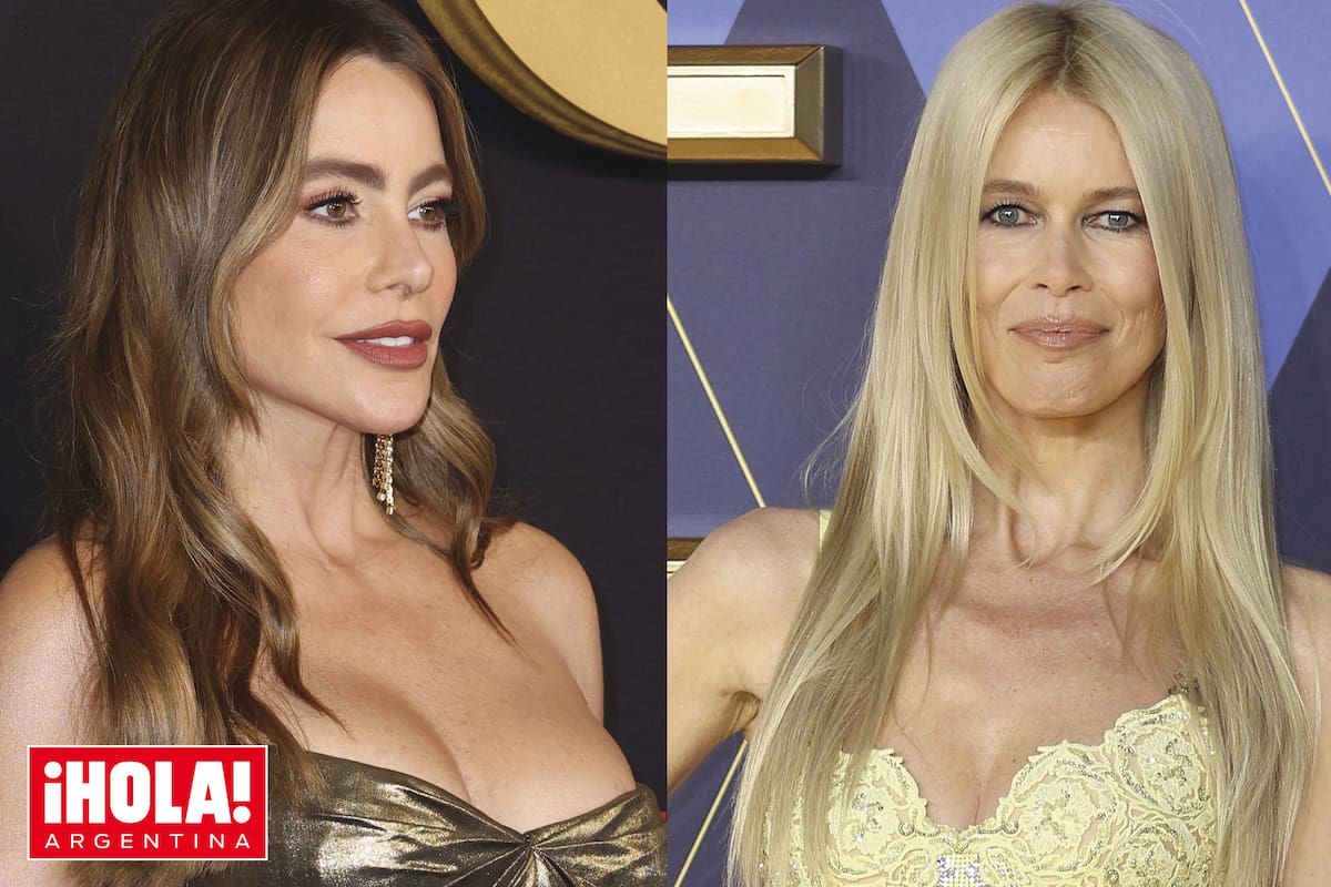 Sofía Vergara y Claudia Schiffer apostaron por un mismo estilo en diferentes alfombras rojas y marcaron tendencia: vestidos al cuerpo en tonos dorados y amarillos, con hombros al descubierto.