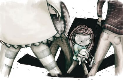 La ilustradora Caru Grossi utiliza el cambio de color como recurso narrativo en las páginas de "Sola en el bosque"
