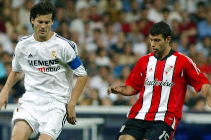 Solari y Mascherano, en el Real Madrid-River disputado en el Santiago Bernabéu en 2003.