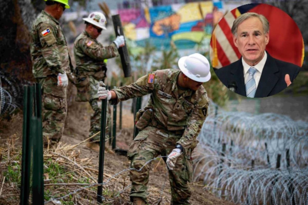 Soldados de la Guardia Nacional de Texas instalan barreras adicionales en la frontera con México