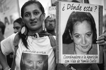 Soledad Cuello en una manifestación para pedir justicia para su hermana
