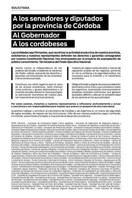 Solicitada en contra de la expropiación de Vicentin