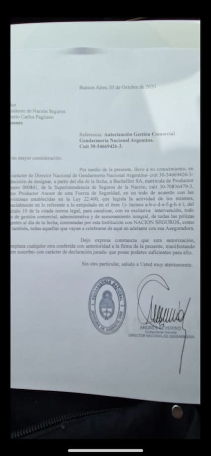 Solicitud de la Gendarmería