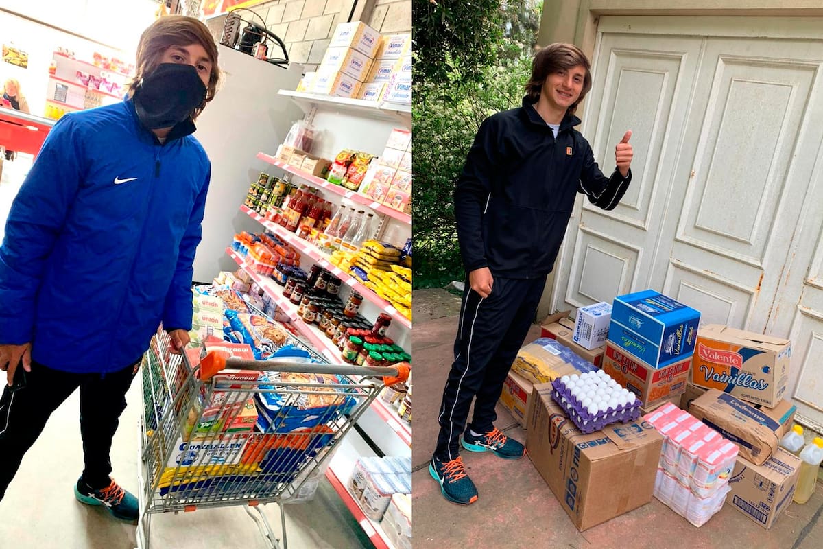 Solidario. Original acción de un tenista junior argentino: aces por paquetes de fideos para un merendero
