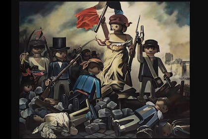 "La libertad guiando al pueblo", que Delacroix pintó en 1830, según la reinterpretación de Adrien Sollier con muñequitos de siete centímetros