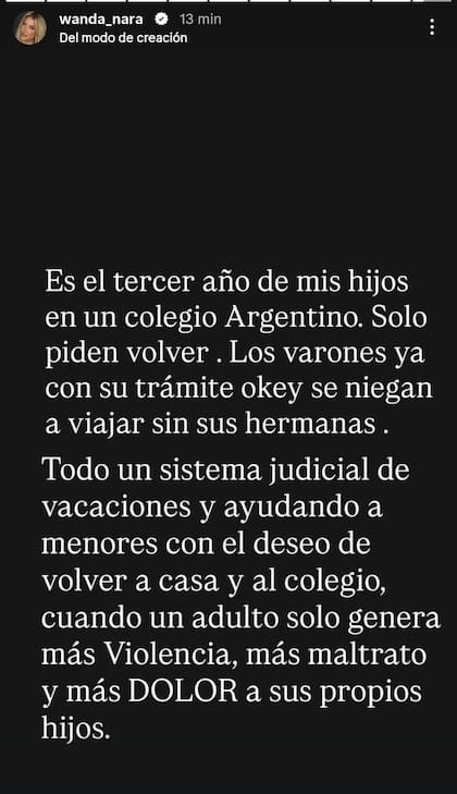 "Solo piden volver", aseguró Nara sobre la situación actual de sus hijos en Italia