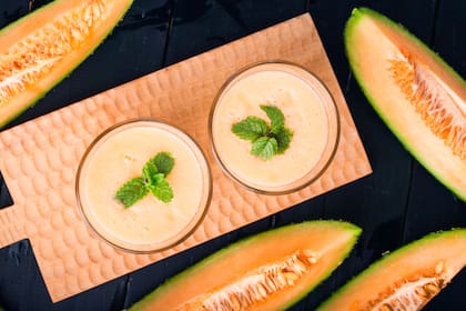 Sopa de melón y menta.