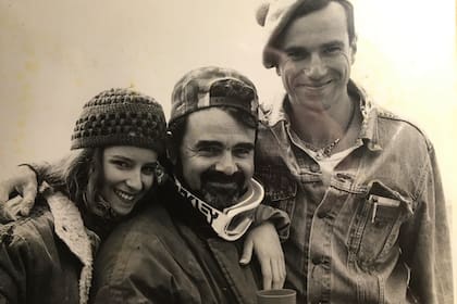 Sorín, con Mirjana Jokovic y Daniel Day-Lewis, en una pausa del rodaje de Eterna sonrisa de New Jersey