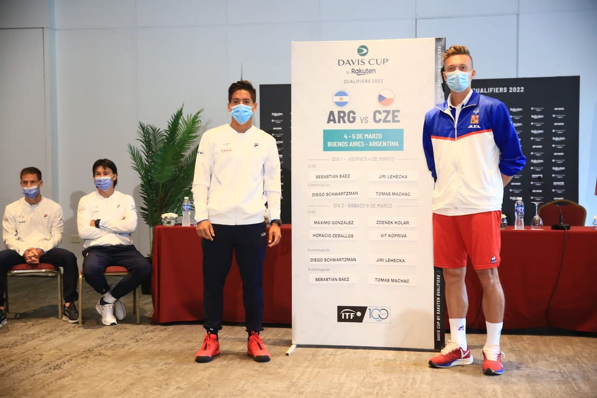 Sorteo de la serie de Copa Davis entre la Argentina y la República Checa: Sebastián Báez y Jiri Lehecka abrirán la jornada este viernes, en el BALTC, desde las 12.