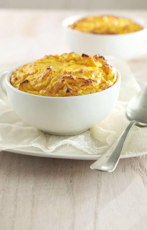 Soufflé de calabaza y queso azul, una propuesta que se puede sumar al menú como estupendo plato de entrada.