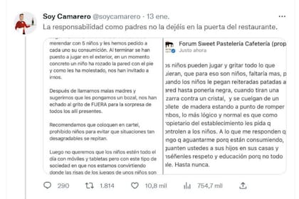 Soy Camarero es el tuitero que trajo a su cuenta la discusión entre una clienta crítica y el dueño de una confitería de España