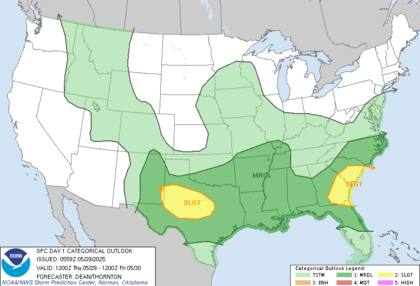 SPC alerta sobre supercélulas en sur de Texas: riesgo de granizo de más de cinco cm y tornados aislados esta tarde noche