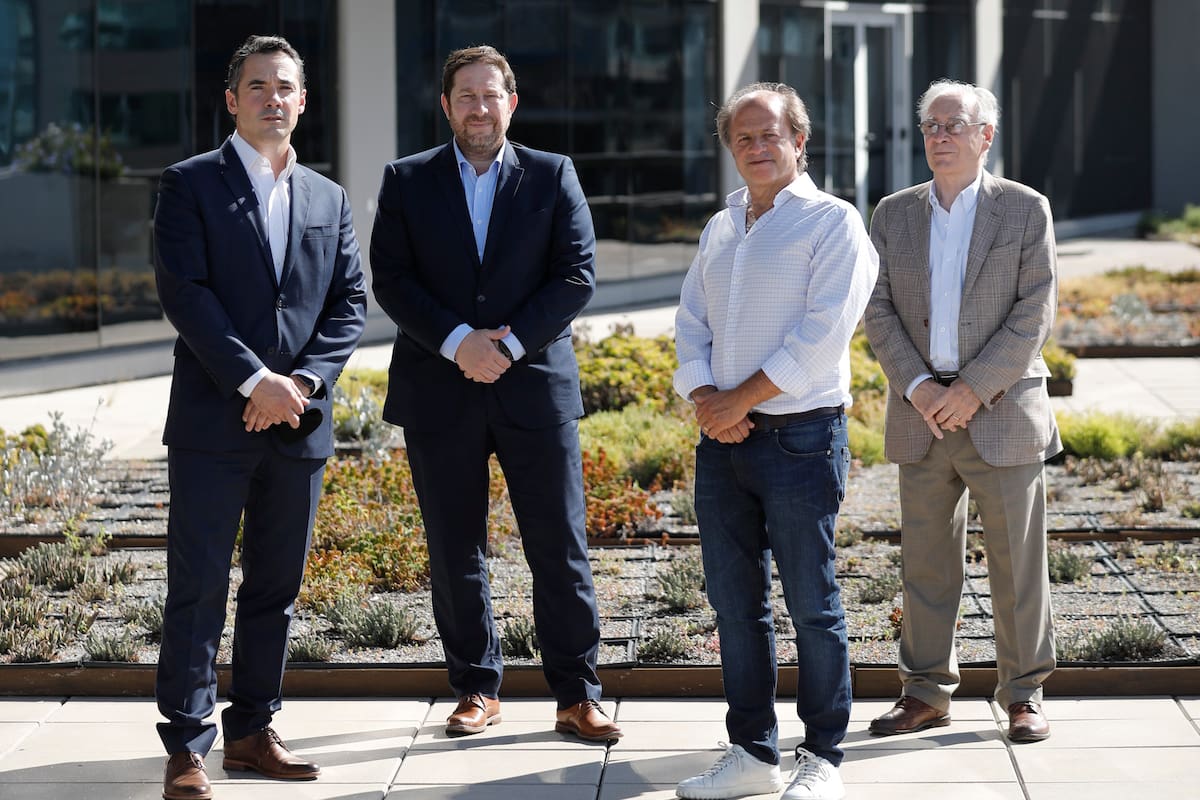 Spina (AEV), Czczech (Camarco), Tabakman (CEDU) y Pellegrini (UOCRA), reunidos en la terraza de LA NACION.