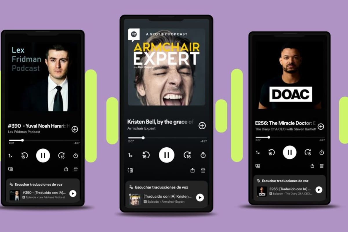Spotify está probando con el doblaje sintético de podcasts: mantiene las voces originales pero hablando en otros idiomas