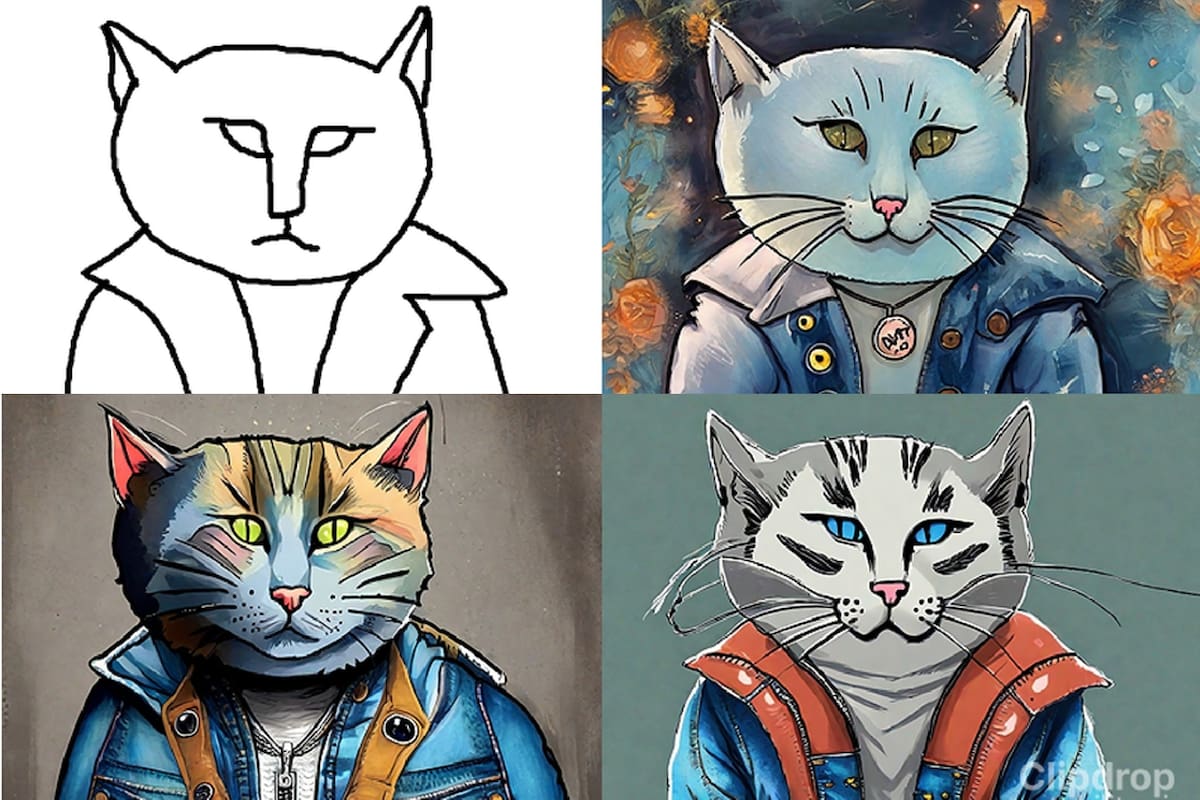 Stable Doodle es una herramienta que permite generar una imagen con inteligencia artificial a partir de una descripción de texto, pero ayudada por un boceto