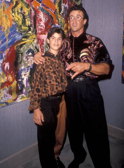 Stallone junto a su hijo Sage, en 1990