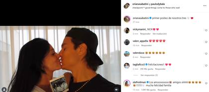 Stefi Roitman y Nicolás Tagliafico fueron los primeros en felicitar a la pareja (Foto: Captura Instagram)