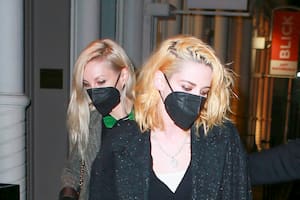 Stewart y Meyer, a la salida de un restaurante en Nueva York