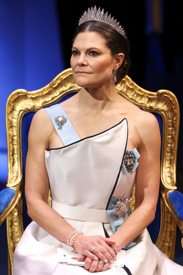 STOCKHOLM, SWEDEN - DECEMBER 10: Crown Princess Victoria of Sweden attends the Nobel Prize Awards Ceremony 2025 at Stockholm Concert Hall on December 10, 2025 in Stockholm, Sweden. (Photo by Pascal Le Segretain/Getty Images)