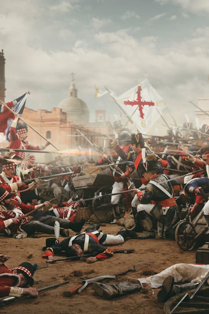 Su colección "Batallas" es la más reciente. Esta imagen representa la lucha por la independencia en la segunda invasión inglesa de 1807. En ese episodio las tropas británicas fueron rechazadas cuando intentaron ocupar Buenos Aires.