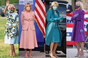 ¿Su fórmula de estilo? Vestidos a la rodilla, stilettos de taco medio, estampas ocasionales y equipos monocromáticos