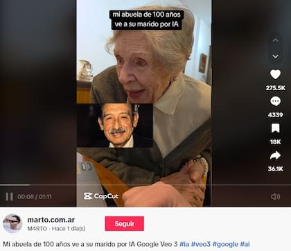 Su nieto animó una foto de su abuelo difunto y su abuela de 100 años quedó impactada