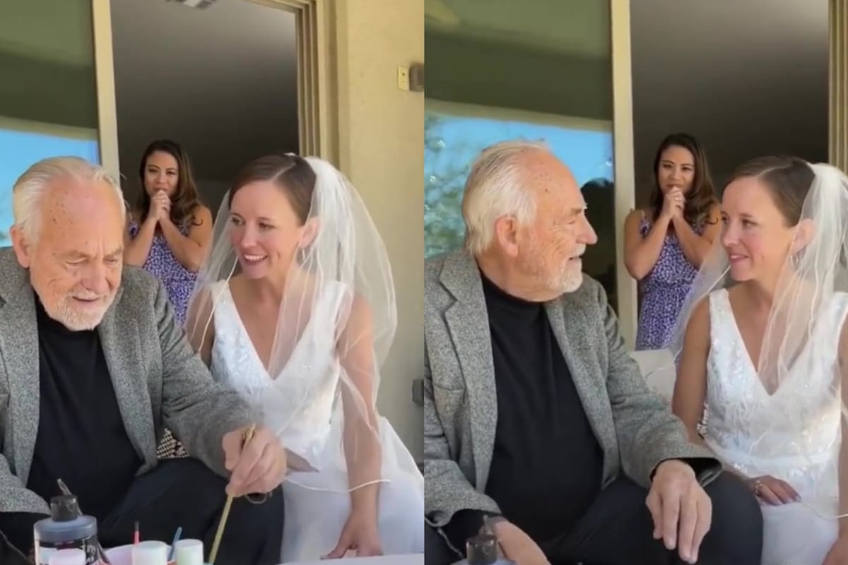 Su padre con Alzheimer la reconoció en su casamiento y el video conmovió a las redes
