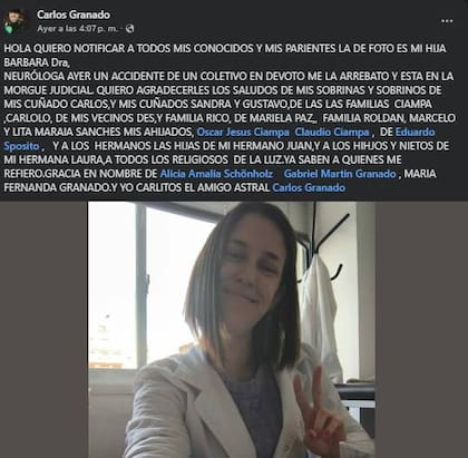Su padre también realizó una publicación en redes sociales