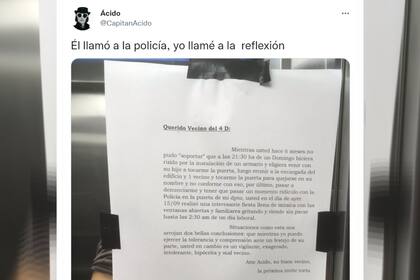 Su vecino hizo una fiesta y él llamó a la reflexión a través de una carta en el ascensor.