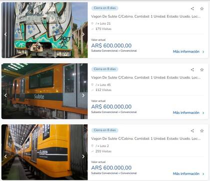 Subastan 35 coches del subte (Foto: superbid.com.ar)