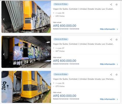 Subastan 35 coches del subte (Foto: superbid.com.ar)
