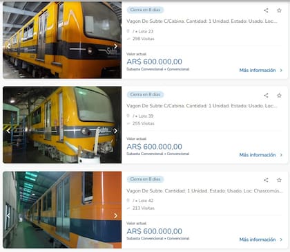 Subastan 35 coches del subte (Foto: superbid.com.ar)