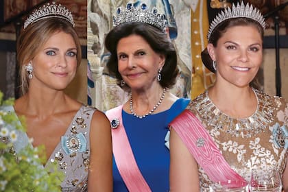 Las mujeres de la familia Bernadotte desfilaron sobre sus cabezas las piezas más fabulosas del cofre real durante un banquete de Estado en Estocolmo