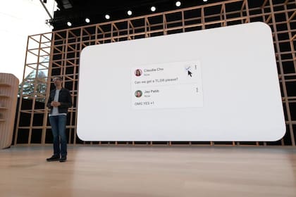 Sundar Pichai presenta los resúmenes automáticos de Google Docs; TL:DR refiere a "Too Long, Didn't Read" (demasiado largo, no lo leí)