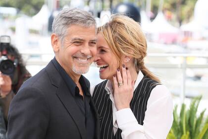 Súper complices, George Clooney y Julia Roberts durante la presentación de "Money Monster" en Cannes 2016. Foto: Toni Anne Barson/FilmMagic