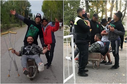 Sus amigos lo llevaron en carretilla al recital de La Renga (Foto: Twitter)