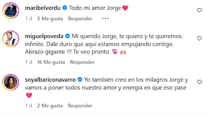 Sus seres queridos y seguidores le dejaron mensajes de apoyo (Foto: Instagram @jorge.dejuan)