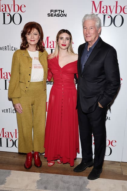 Susan Sarandon, Emma Roberts y Richard Gere, en la avant premiere de Quizás para siempre, en Nueva York