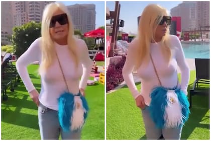 Susana Giménez mostró su cartera celeste y blanca con detalles en dorado (Foto: Captura de video)