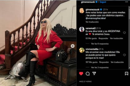 Susana Giménez posó con un look rojo fuego (Foto Instagram @gimenezsuok)