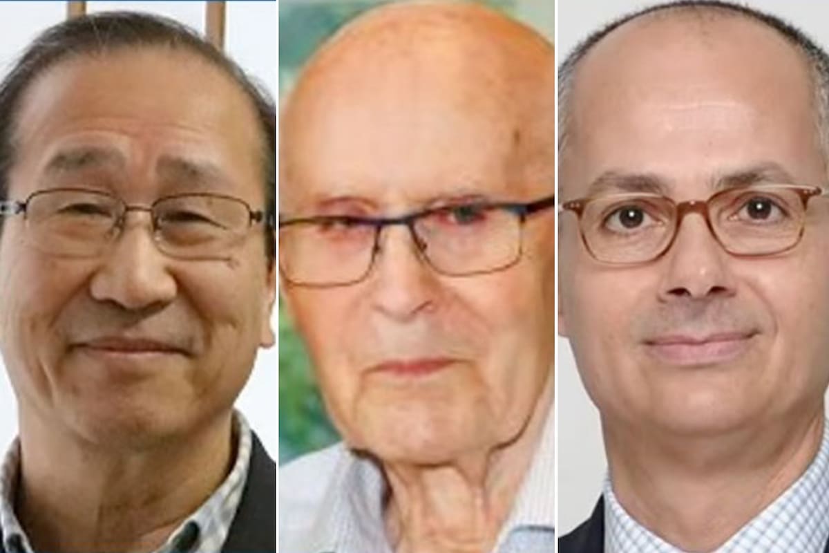 Susumu Kitagawa, Richard Robson y Omar Yagh. (NobelPrize.org via AP)