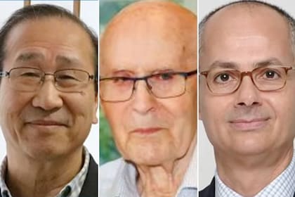 Susumu Kitagawa, Richard Robson y Omar Yagh. (NobelPrize.org via AP)