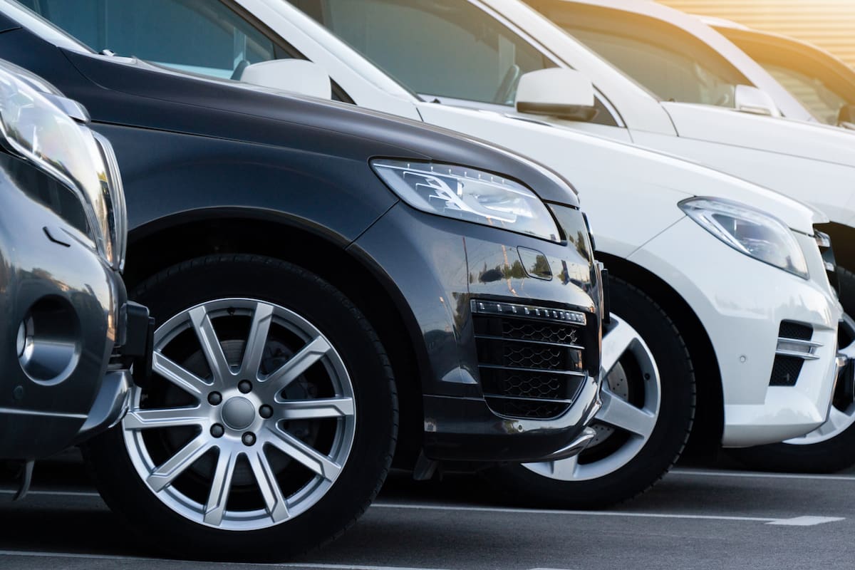 SUV cars in a row. Used car sales